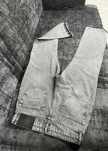 Gri Kadın Kot Pantolon, Kemerli, Midi Boy - Görsel 4