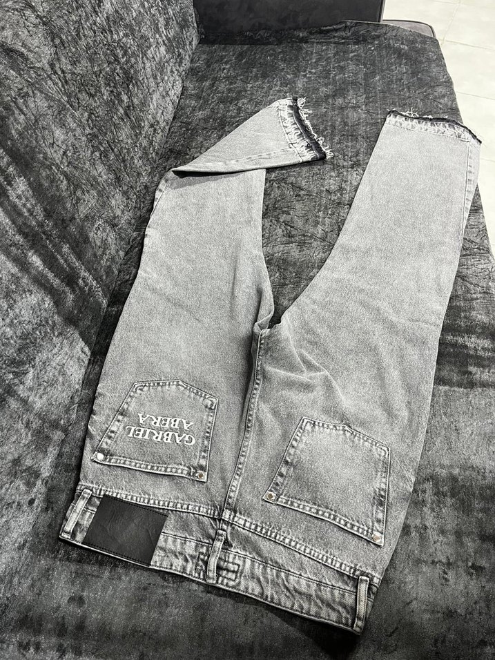 Gri Kadın Kot Pantolon, Kemerli, Midi Boy - Görsel 4