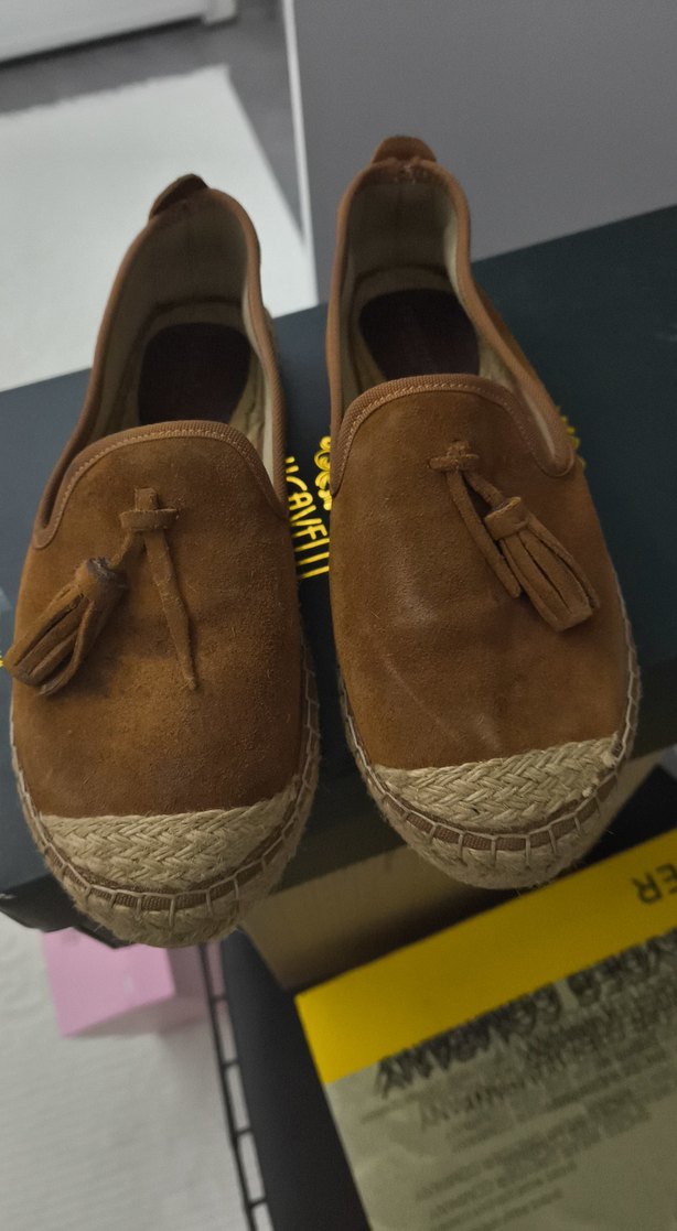 Kahverengi Süet Püsküllü Dolgu Topuklu Espadril - Görsel 2