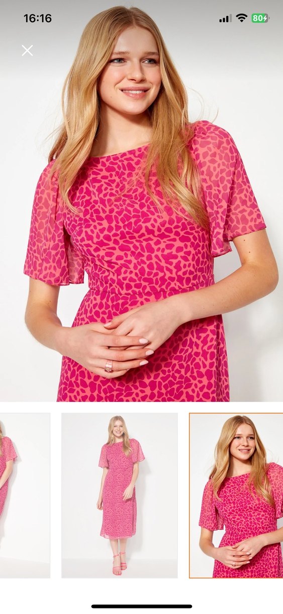 Pembe Midi Salaş Dantel Detaylı Elbise - Görsel 2