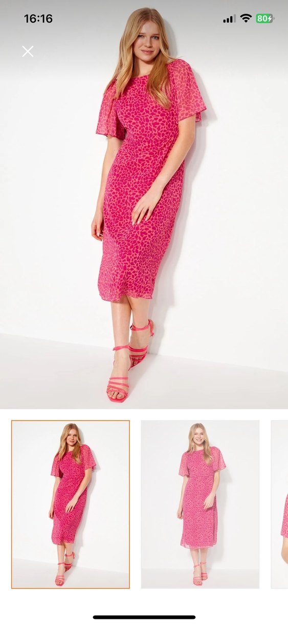 Pembe Midi Salaş Dantel Detaylı Elbise - Görsel 4