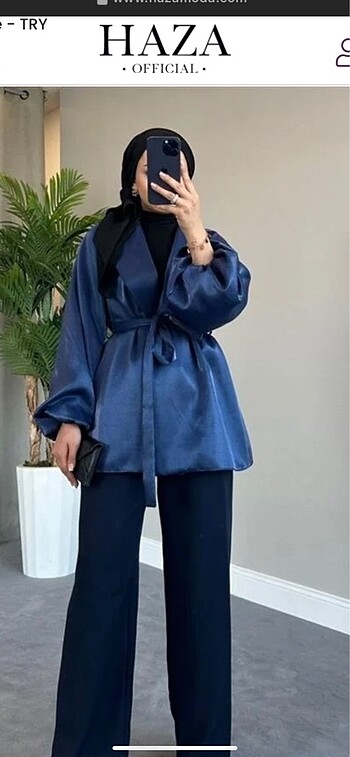 Mavi kimono saten