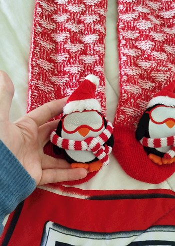 Yılbaşı Penguen Örgü Çorap 37-38 numara - Görsel 2
