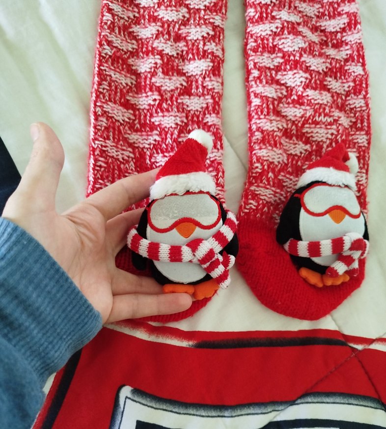 Yılbaşı Penguen Örgü Çorap 37-38 numara - Görsel 2