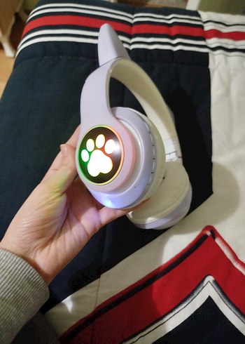 Lila Renk Kedi Bluetoothlu Kulaklık - Görsel 3