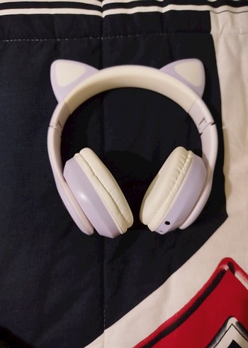 Lila Renk Kedi Bluetoothlu Kulaklık - Görsel 2