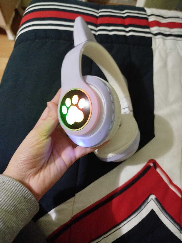 Lila Renk Kedi Bluetoothlu Kulaklık - Görsel 3