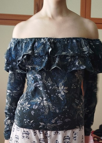 Straplez Fırfırlı Bluz H&M markası