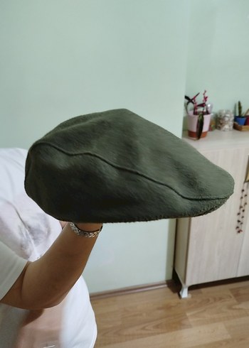 Erkek Şapka Yün Balıksırtı Kasket Haki
