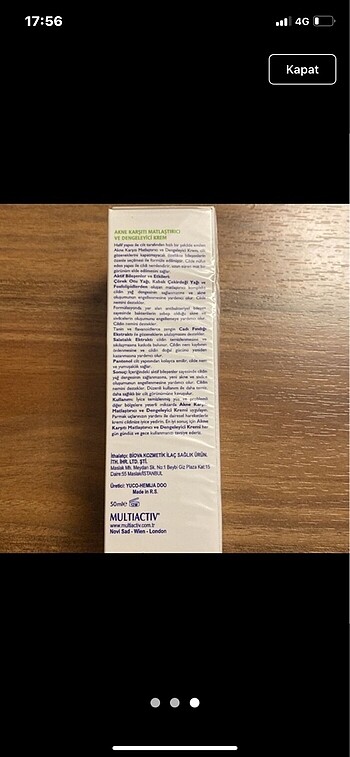 Diğer Multiactiv Matlaştırıcı dengeleyici krem