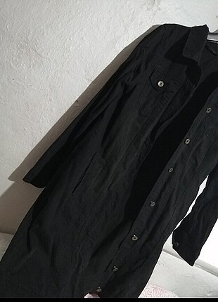 Siyah uzun kot ceket
