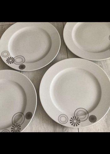 Gri Desenli Beyaz servis Tabağı - Görsel 2