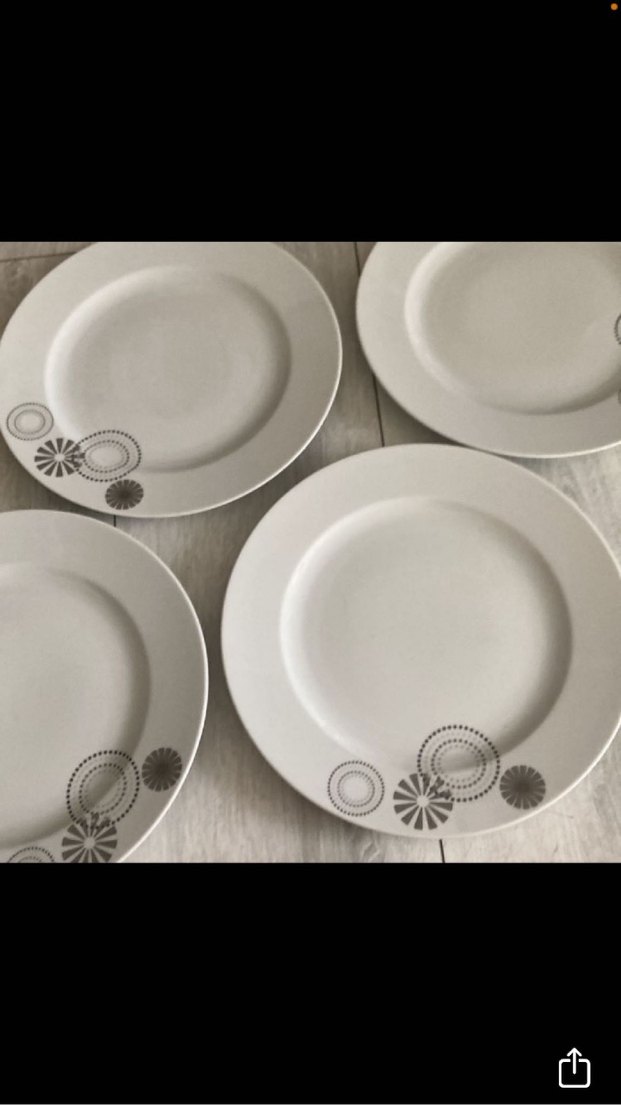 Gri Desenli Beyaz  servis Tabağı - Görsel 2