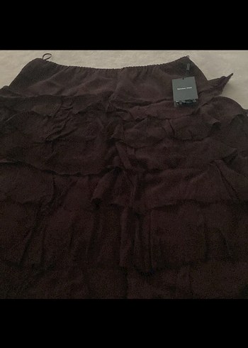 Kahverengi Uzun Kadın Etek Fırfırlı - Görsel 2