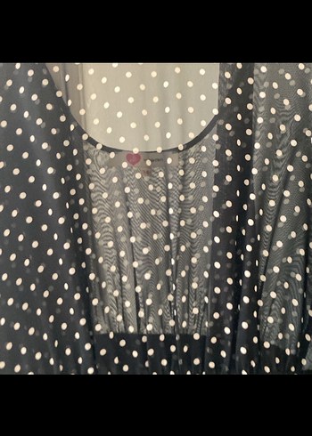 Puantiye Desenli Siyah Midi Elbise - Görsel 3