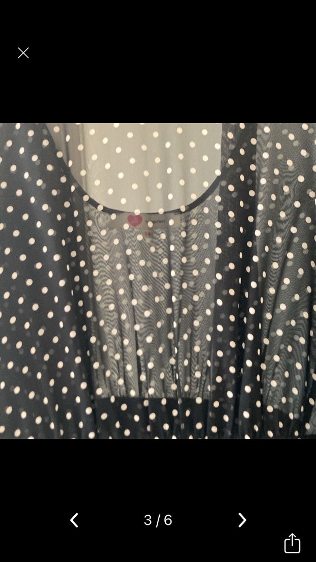 Puantiye Desenli Siyah Midi Elbise - Görsel 3