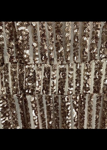 Parlak Pilili V Yakalı Uzun Kadın Elbise - Görsel 4