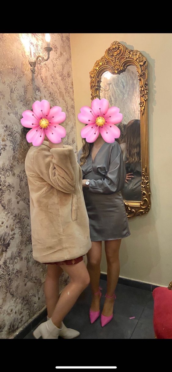 Gri V Yakalı Drapeli Kadın Mini Elbise - Görsel 2