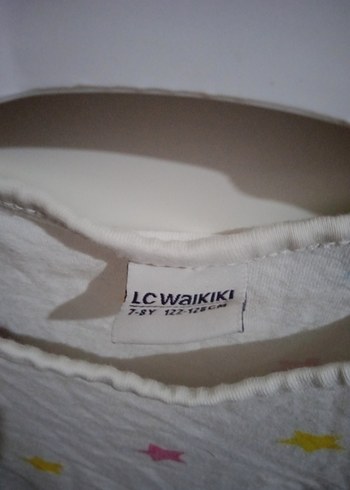 Kız Çocuk Beyaz Yıldız Desenli Tişört - Görsel 4