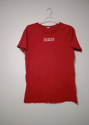 Kırmızı Baskılı Pamuklu erkek Tişört - Görsel 2