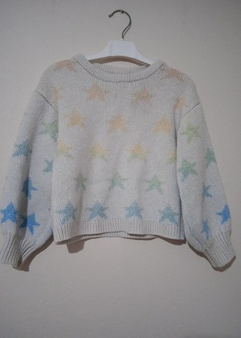 Beyaz Yıldız Desenli Kısa Triko Kazak - Görsel 2