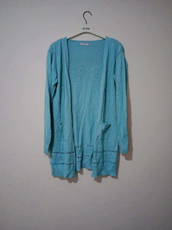 Mavi Bohem Örgü Kadın Hırka - Görsel 2