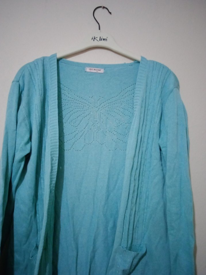 Mavi Bohem Örgü Kadın Hırka - Görsel 3