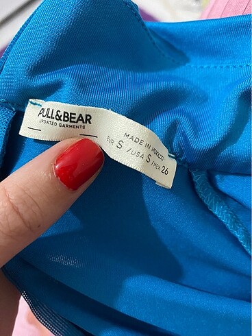 Pull and Bear PULL&BEAR Mavi Büzgülü Yırtmajlı Elbise