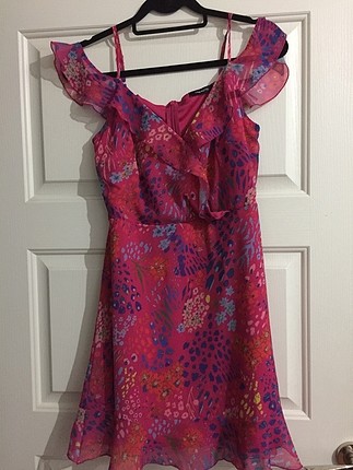 36 Beden pembe Renk Çiçekli Elbise