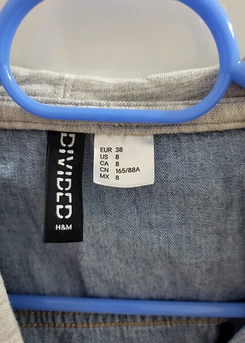 H&M H&M Düğmeli kapüşonlu mavi denim üst