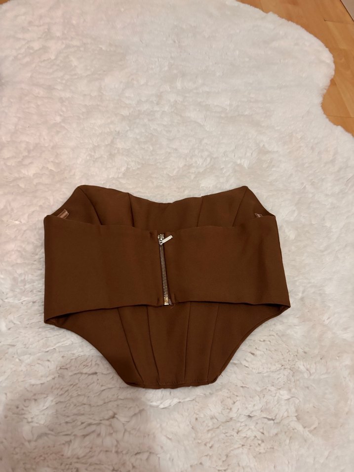 Kahverengi Drapeli Kadın Bustiyer - Görsel 3