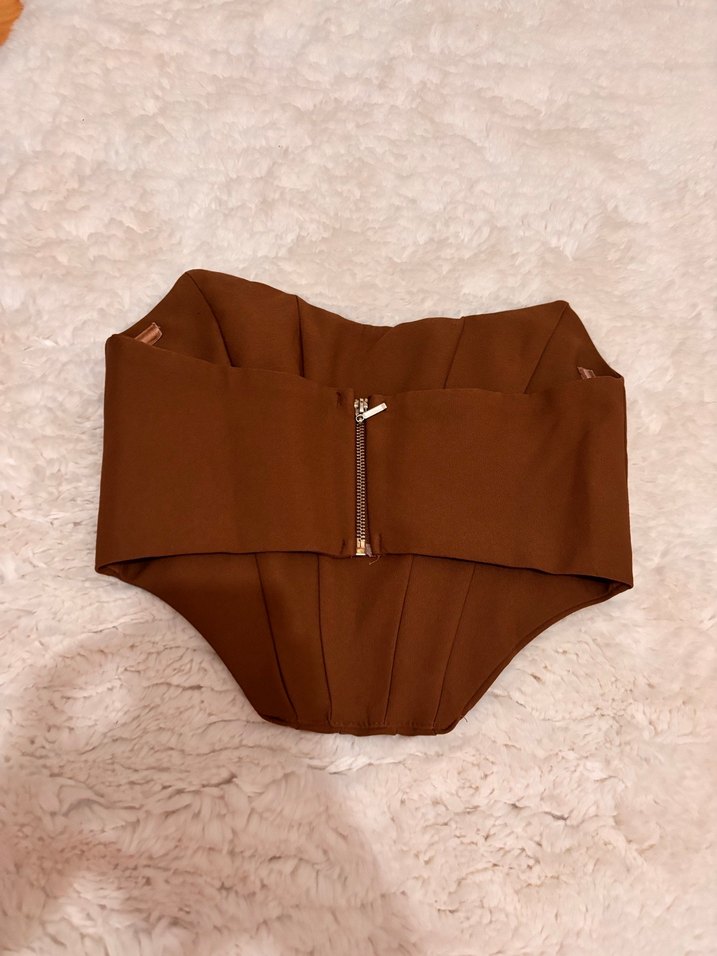 Kahverengi Drapeli Kadın Bustiyer - Görsel 4