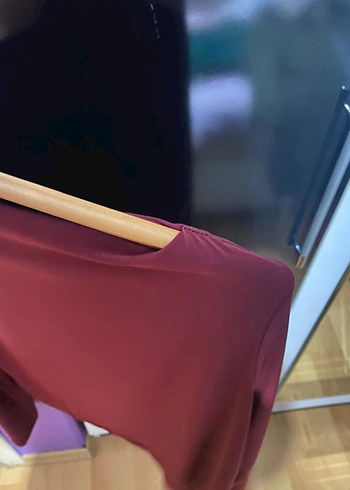 Bordo Drapeli Uzun Kollu Kadın Bluz - Görsel 3