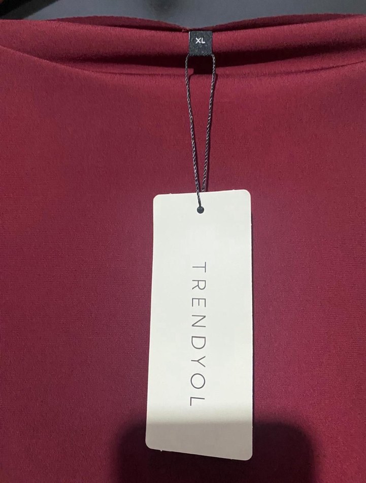 Bordo Drapeli Uzun Kollu Kadın Bluz - Görsel 2