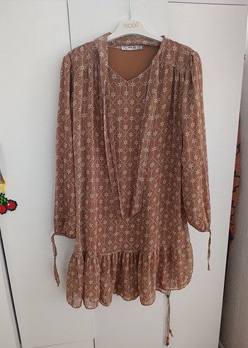 Bej Desenli Zincir Detaylı tunik - Görsel 3