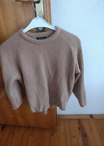 Kahverengi Örgü Kadın Kazak - Görsel 2