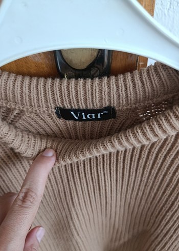 Kahverengi Örgü Kadın Kazak - Görsel 3