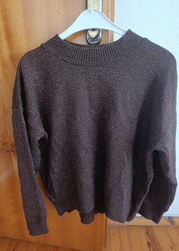 Kahverengi Örgü Kadın Kazak - Görsel 2