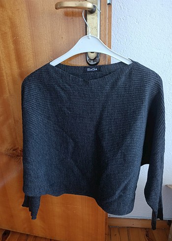 Gri Kadın Örgü Yün Kazak - Görsel 2