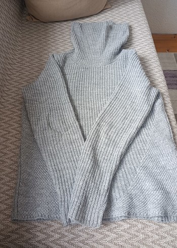 Gri Balıkçı Yaka Triko Kadın Kazak - Görsel 2