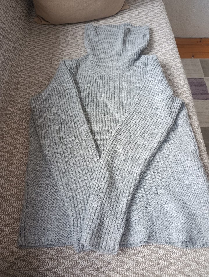 Gri Balıkçı Yaka Triko Kadın Kazak - Görsel 2