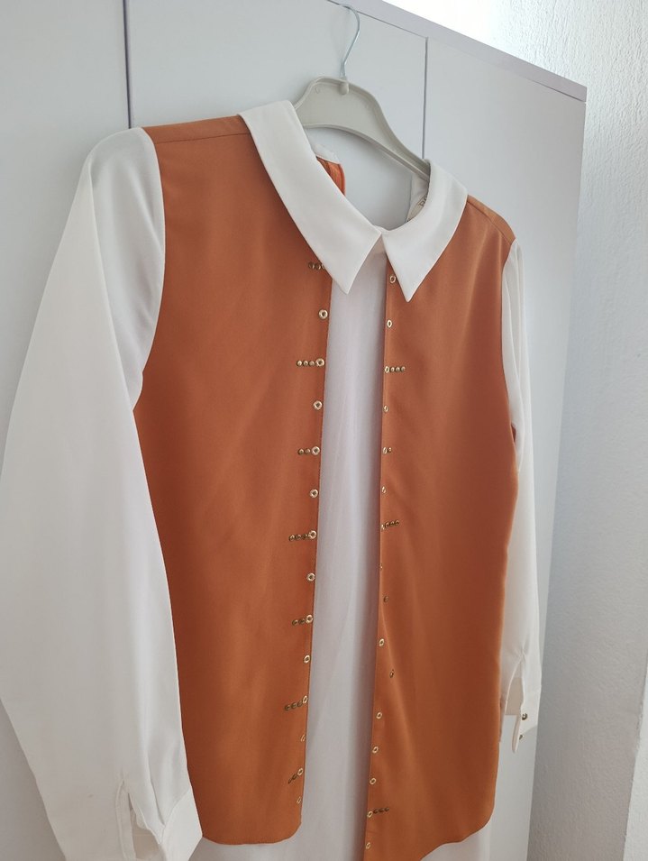 Kollu Mini Kadın Tunik Bej - Görsel 3