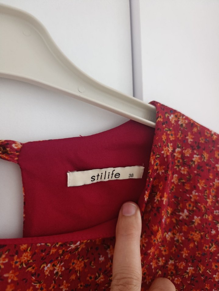 Bordo Bohem Uzun Kollu Uzun Elbise - Görsel 3