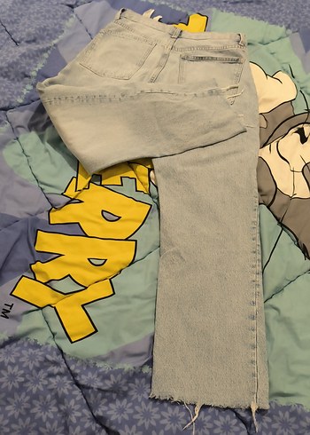 Gri Bağcıklı Salaş Midi Kot Pantolon - Görsel 6