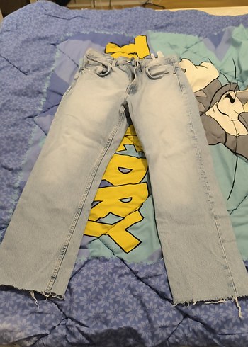 Gri Bağcıklı Salaş Midi Kot Pantolon - Görsel 3