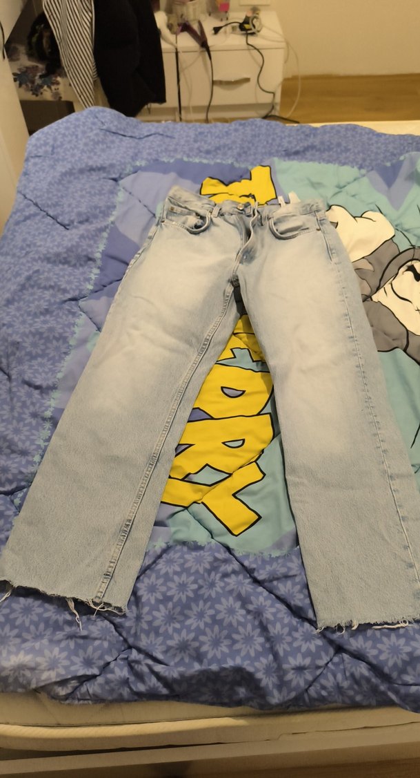 Gri Bağcıklı Salaş Midi Kot Pantolon - Görsel 2