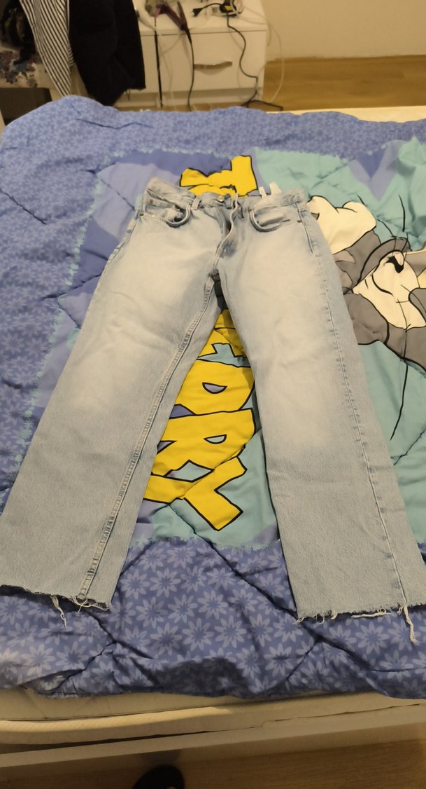 Gri Bağcıklı Salaş Midi Kot Pantolon - Görsel 3