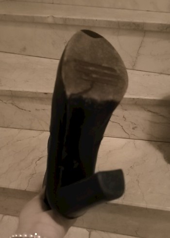 Siyah İşlemeli Bağcıklı Deri Dizüstü Botlar - Görsel 5