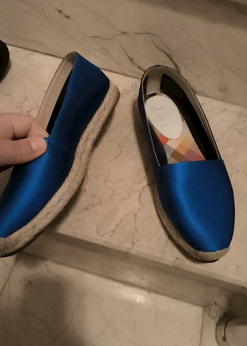 36,5 Beden Lacivert Dolgu Topuklu Kadın Espadril
