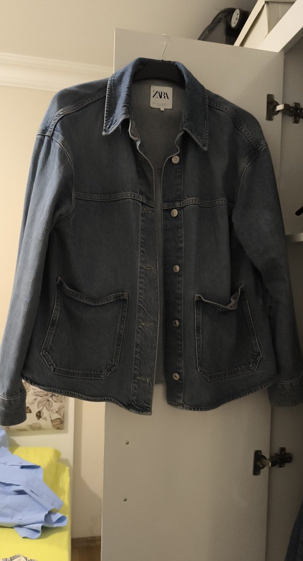 Zara Gri Düğmeli Denim Ceket - Görsel 4